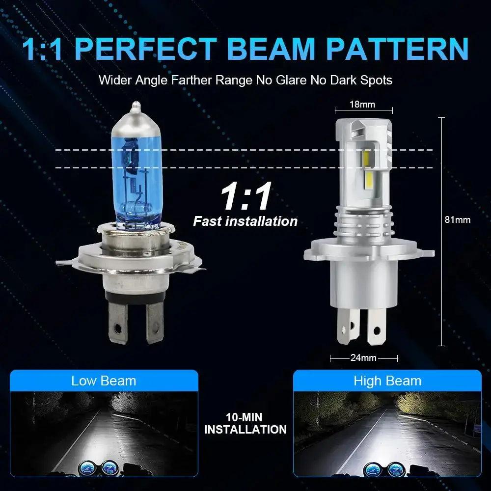 1/2X 16000LM LED H4 9003 LED Canbus Headlight Bulb CSP Fanless With High & Low Beam for Car Motorcycle Auto Lupuauto - Auto Part Pro Switzerland