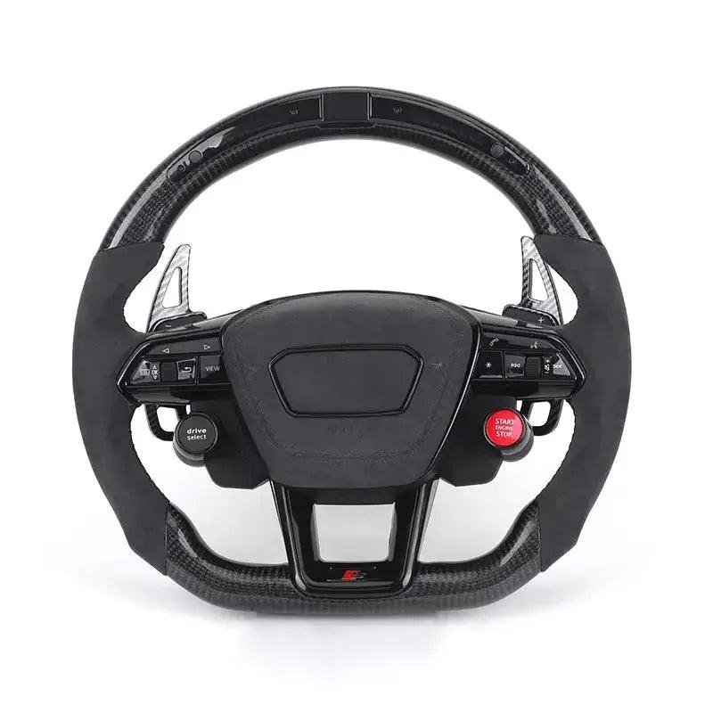 Car Start Button S-Line Half Alcantara Carbon Fiber Paddle LED Steering Wheel for TT R8 A4 A5 B8 B9 S4 RS6 A6 C7 RS Q5 Q6 - Auto Part Pro Switzerland