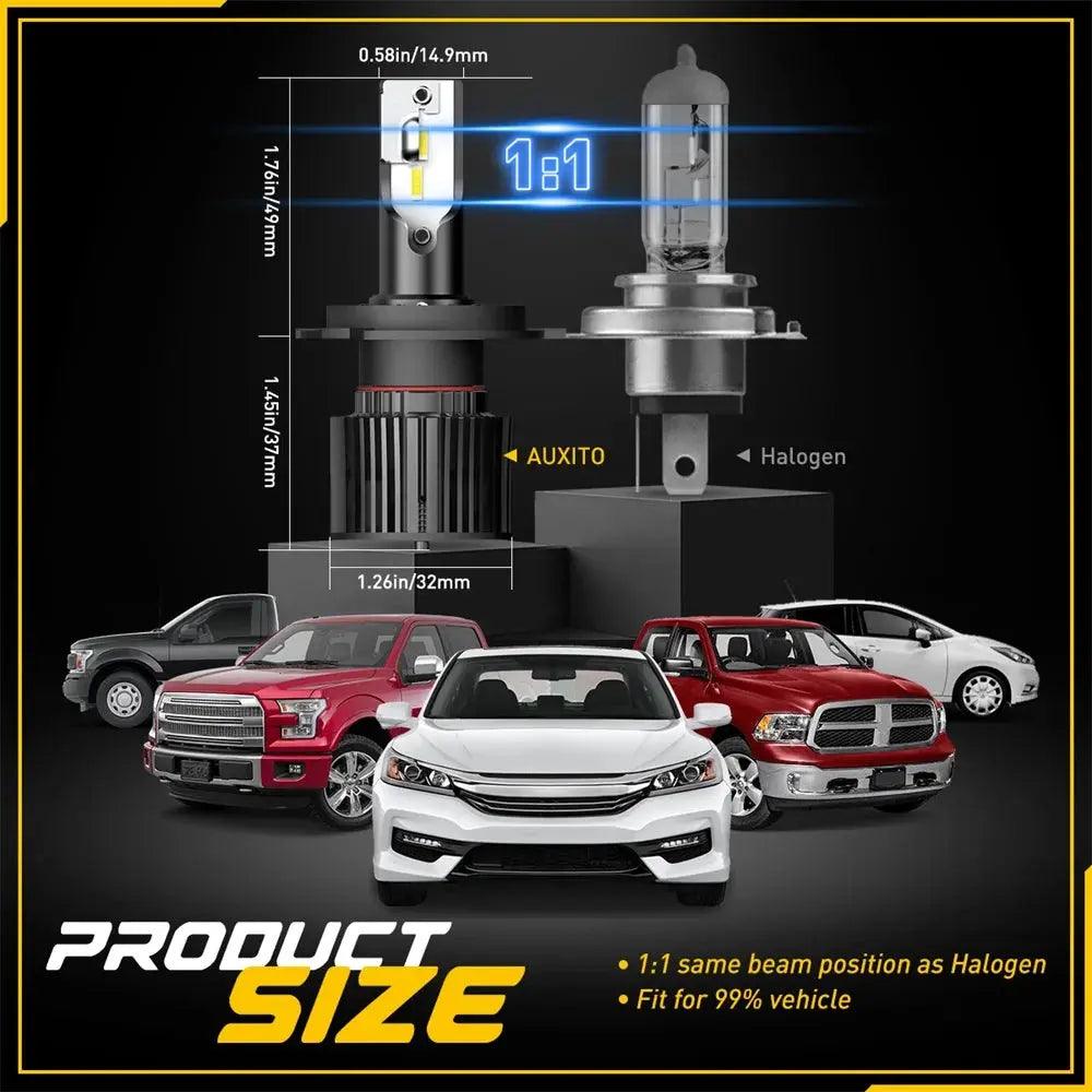 2X 12V HB2 9003 H4 LED Headlights Canbus Hi/Lo Bulb for Ford fiesta Audi Honda Lexus BMW H4 LED Headlamp High & Low Beam - Auto Part Pro Switzerland