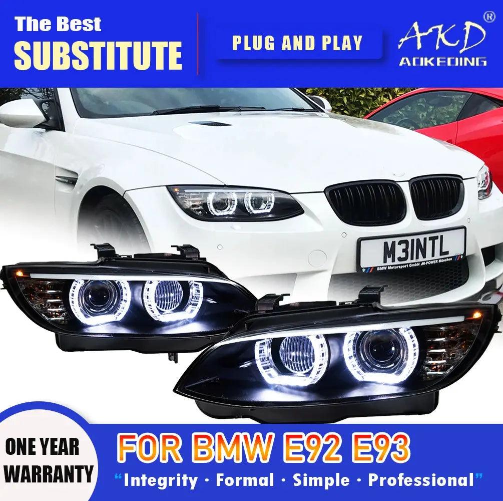 AKD Head Lamp for BMW E92 E93 LED Headlight 2006-2012 Headlights 330I 335I DRL Turn Signal High Beam Angel Eye Projector Lens - Auto Part Pro Switzerland