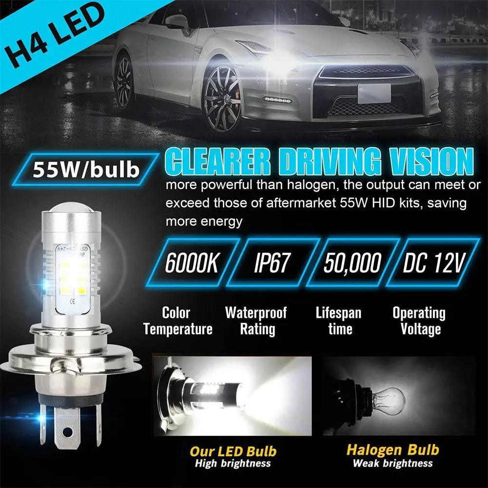H4 9003 HB2 LED Headlight Bulb 6000K 220W 12V Car Head Lamp Bulb IP67 Waterproof Headlight Conversion Kit White Aluminum 15000LM - Auto Part Pro Switzerland