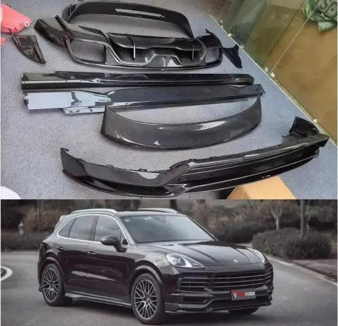 Real Carbon Fiber Body Kit For Porsche Cayenne Coupe 2018-2023 Front Bumper Lip Rear Trunk Diffuser Side Skirt Spoiler - Auto Part Pro Switzerland