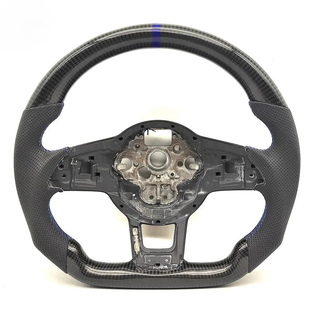 For VW Golf MK7 Passat B8 Tigian MK2 Rline Sport Carbon Fiber Leather Perforated Steering Wheel with Back Label - Auto Part Pro Switzerland