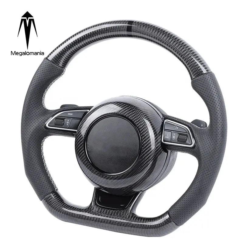 Modified fit for audis B8.5 S4 S5 RS5 RS6 Q5 Q7 carbon fiber perforated leather steering wheel - Auto Part Pro Switzerland