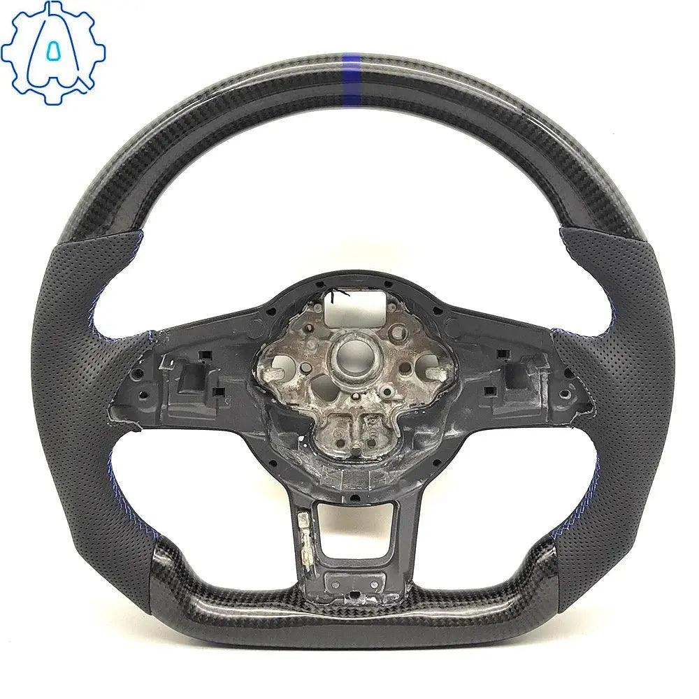 For VW Golf MK7 Passat B8 Tigian MK2 Rline Sport Carbon Fiber Leather Perforated Steering Wheel with Back Label - Auto Part Pro Switzerland
