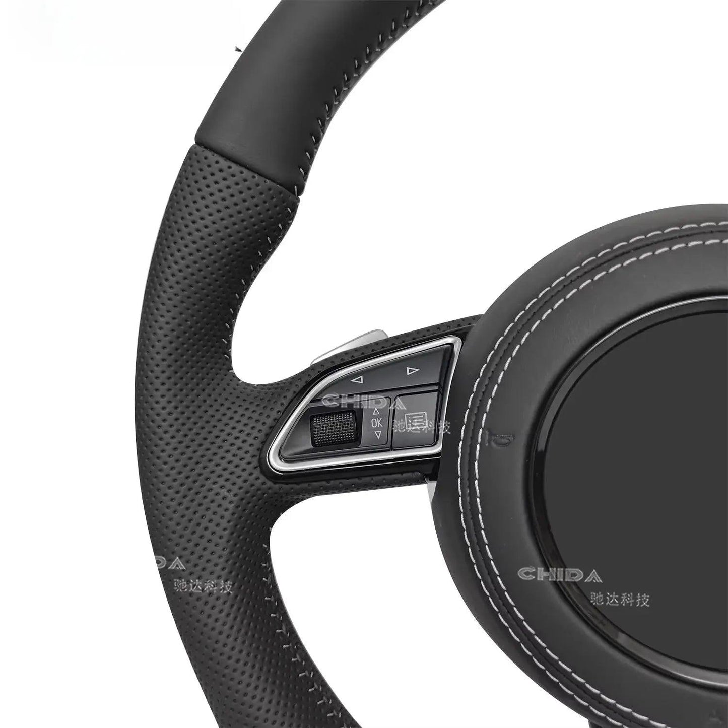 For Audis A3 A4 A5 A6 A8 Q5 RS3 RS7 Q7 C6 C8 A8 S6 S7 B8 B8.5 B9 S3 S4 S5 Hand Stitched Black Leather Steering Wheel - Auto Part Pro Switzerland