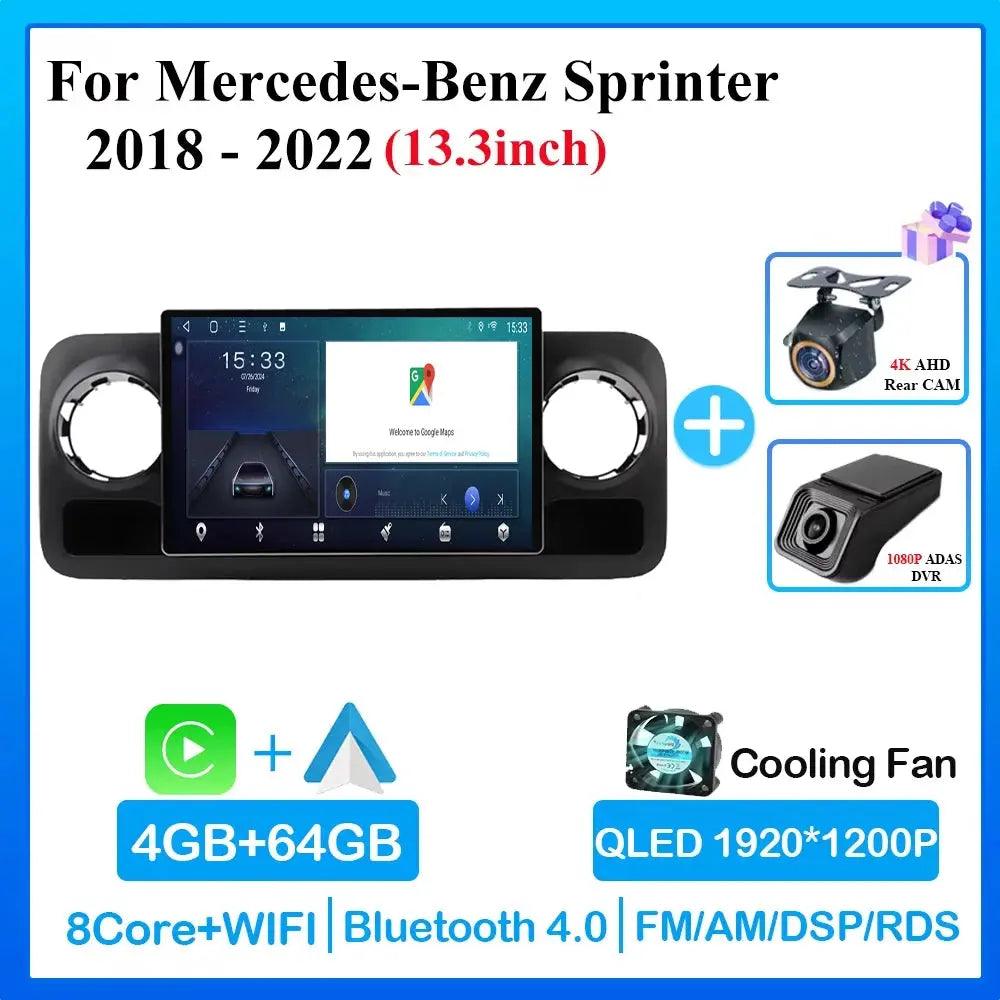 13.3 Inch Carplay Android Car Radio For MERCEDES-BENZ SPRINTER 2018 2019- 2022 Multimedia Center 4G DVD Wifi Bluetooth Display - Auto Part Pro Switzerland