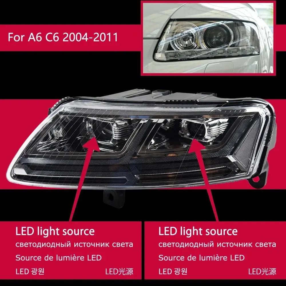 Car Styling for Audi A6 Headlights 2005-2011 A6 C5 C6 LED Headlight Dynamic Signal Animation DRL Bi Xenon Auto Accessories - Auto Part Pro Switzerland