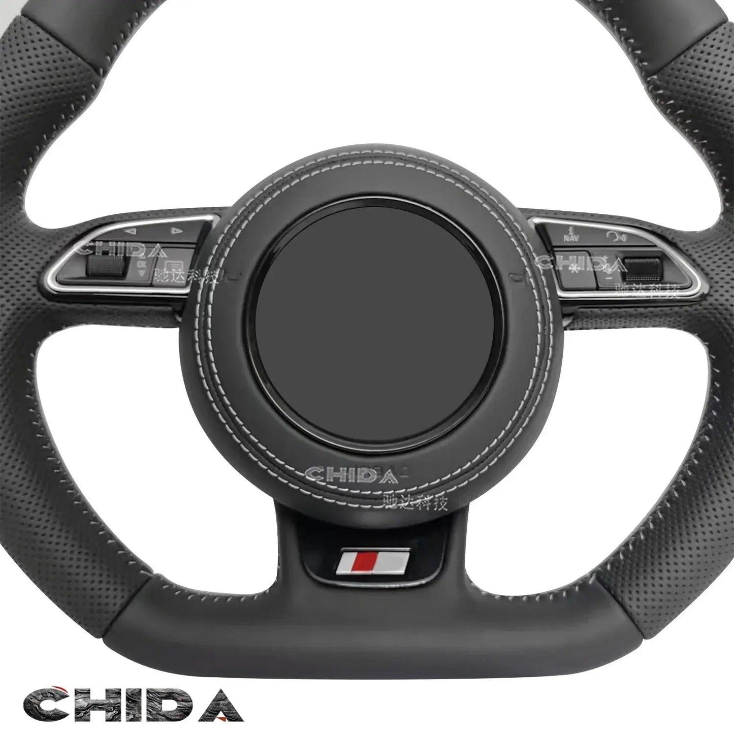 For Audis A3 A4 A5 A6 A8 Q5 RS3 RS7 Q7 C6 C8 A8 S6 S7 B8 B8.5 B9 S3 S4 S5 Hand Stitched Black Leather Steering Wheel - Auto Part Pro Switzerland