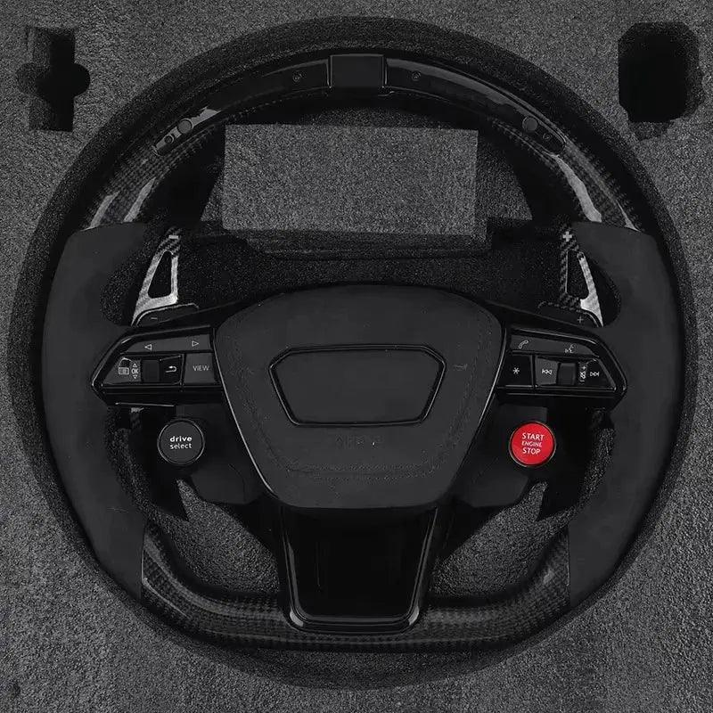 Car Start Button S-Line Half Alcantara Carbon Fiber Paddle LED Steering Wheel for TT R8 A4 A5 B8 B9 S4 RS6 A6 C7 RS Q5 Q6 - Auto Part Pro Switzerland
