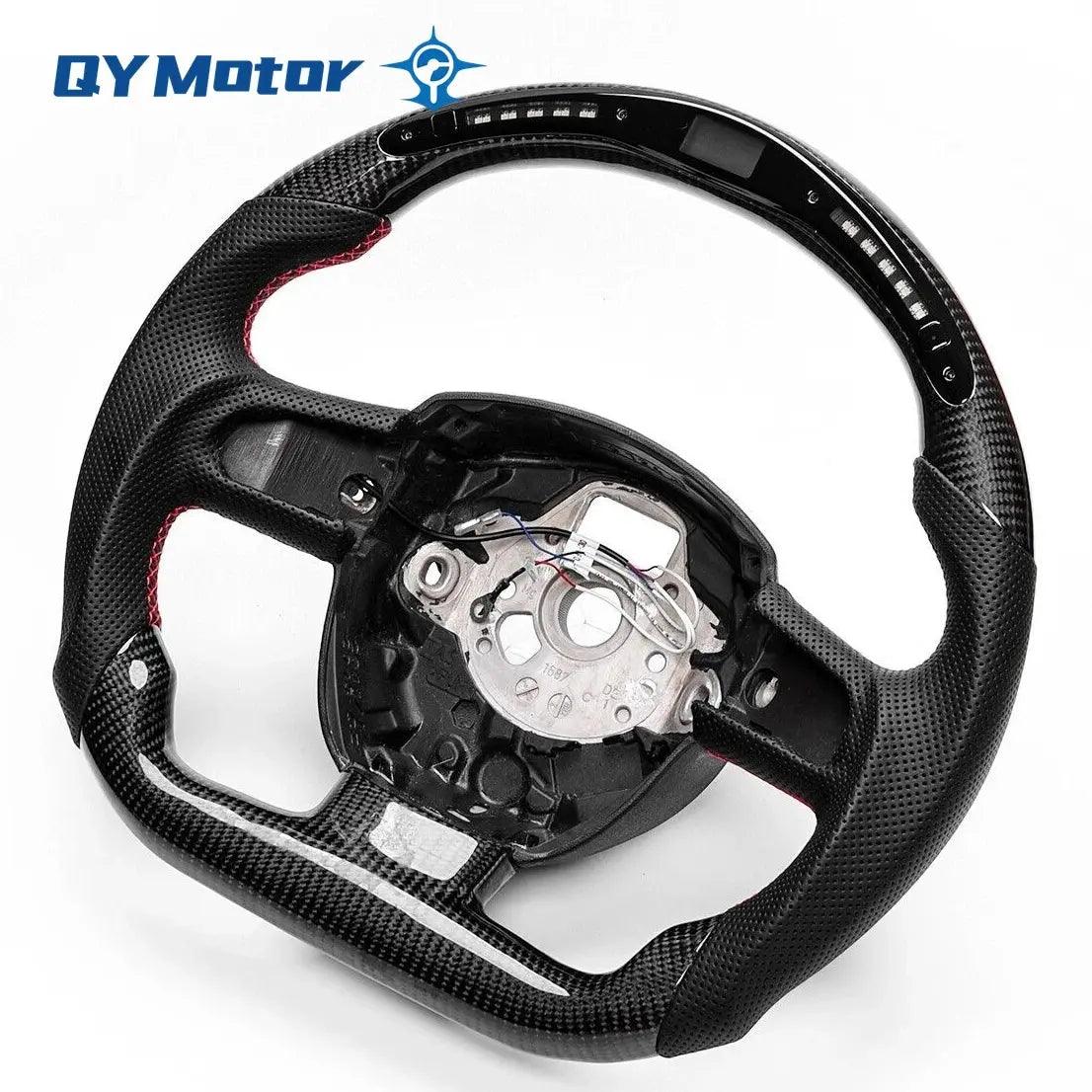 LED Display Real Carbon Fiber Steering Wheel For Audi B8 A4 A5 2008-2012 Perforated Leather Car Steering Wheel - Auto Part Pro Switzerland