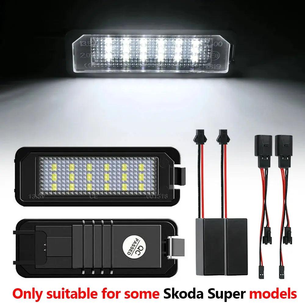 2Pcs 6000K Car LED Tail License Plate Light Number Lamps For Skoda Octavia Fabia Superb Kodiaq Karoq Rapid Yeti Scout - Auto Part Pro Switzerland