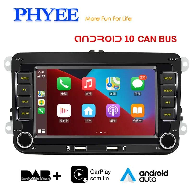 2 Din Android Carplay Car Radio Bluetooth Android-Auto DAB Plus FM RDS GPS Wifi Head Unit for VW Golf 5 6 Jetta Touran - Auto Part Pro Switzerland