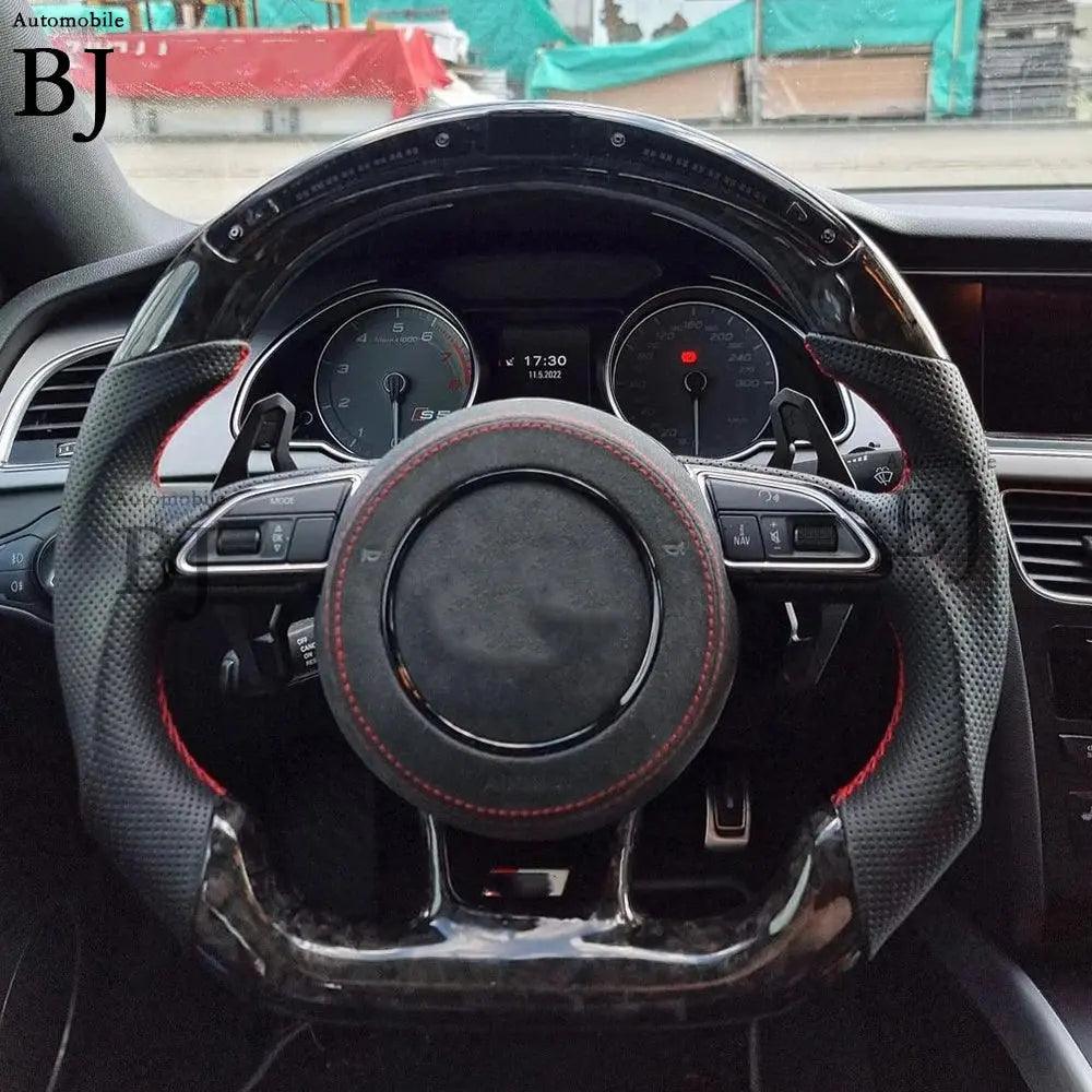 LED Steering Wheel Fit For Audi RS3 RS4 RS5 RS6 RS7 S3 S4 S5 A3 A4 A5 Carbon Fiber Racing Steering Wheel - Auto Part Pro Switzerland
