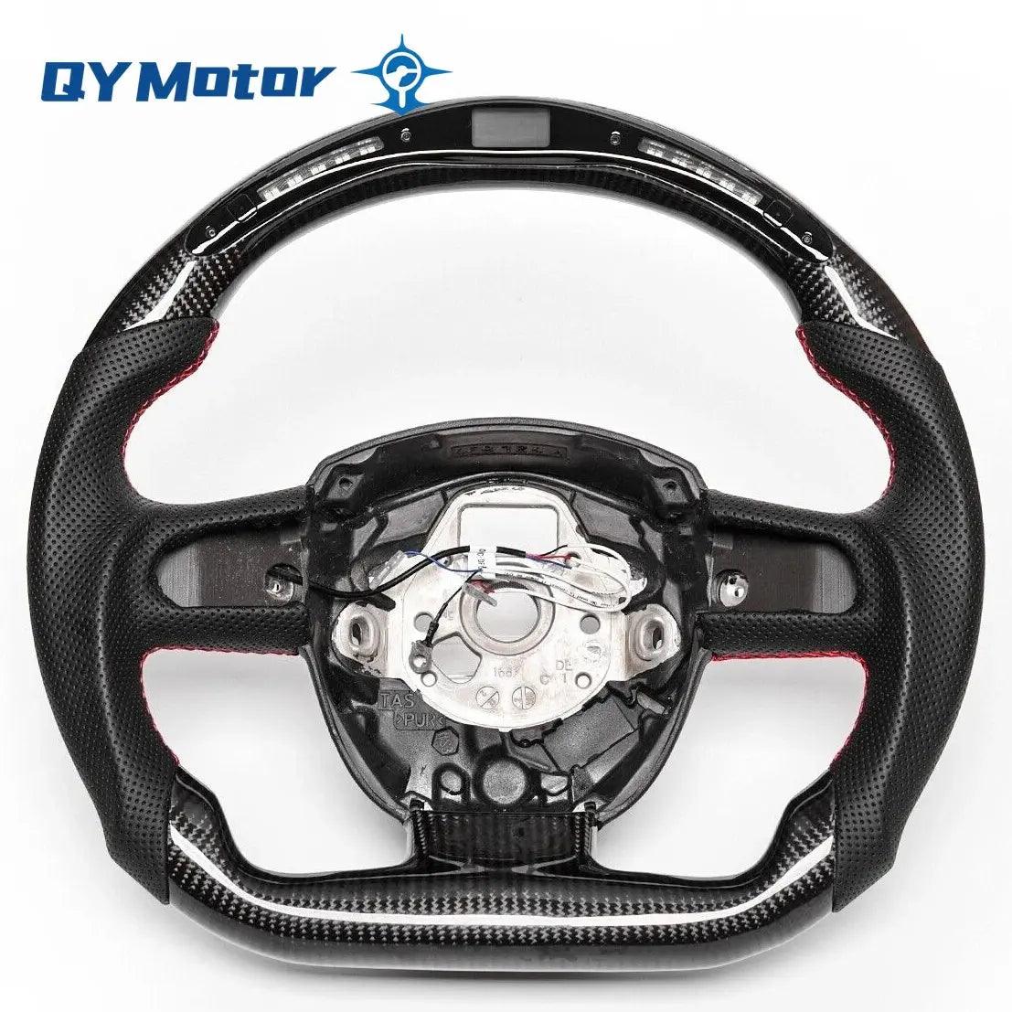 LED Display Real Carbon Fiber Steering Wheel For Audi B8 A4 A5 2008-2012 Perforated Leather Car Steering Wheel - Auto Part Pro Switzerland