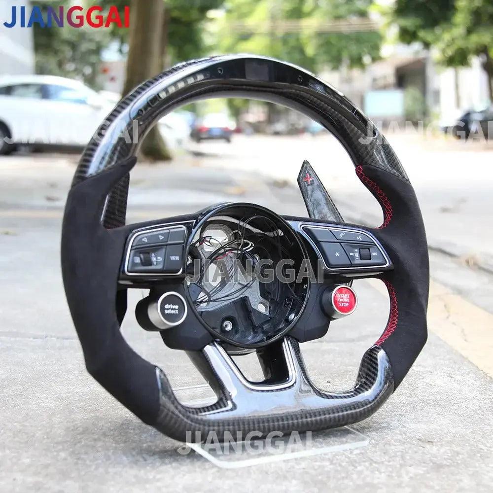 Led Carbon Fiber Steering Wheel For Audi RS3 RS4 RS5 S3 S4 S5 A3 A5 A4 2016-2021 Sport Steering Wheel Start Buttons Paddles - Auto Part Pro Switzerland
