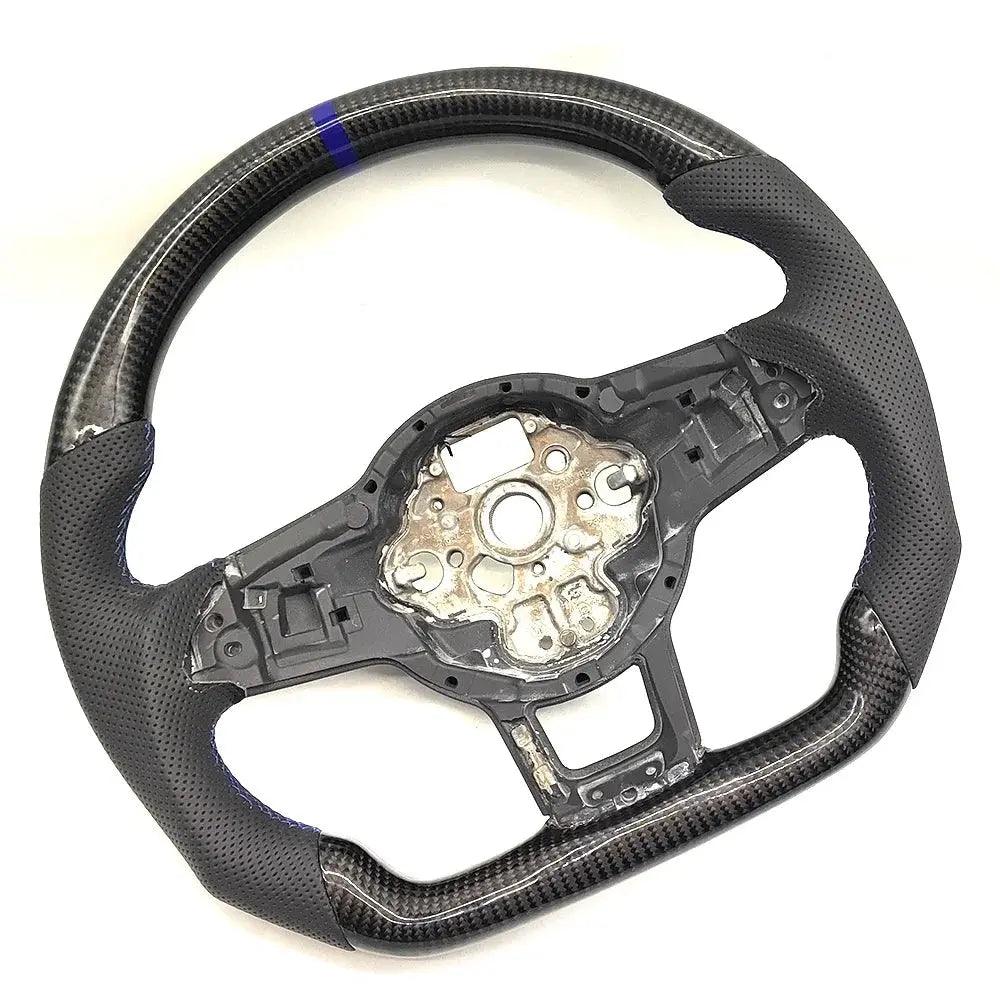 For VW Golf MK7 Passat B8 Tigian MK2 Rline Sport Carbon Fiber Leather Perforated Steering Wheel with Back Label - Auto Part Pro Switzerland