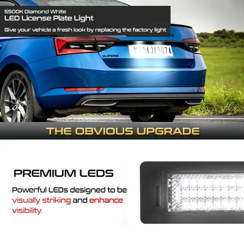 2Pcs 6000K Car LED Tail License Plate Light Number Lamps For Skoda Octavia Fabia Superb Kodiaq Karoq Rapid Yeti Scout - Auto Part Pro Switzerland