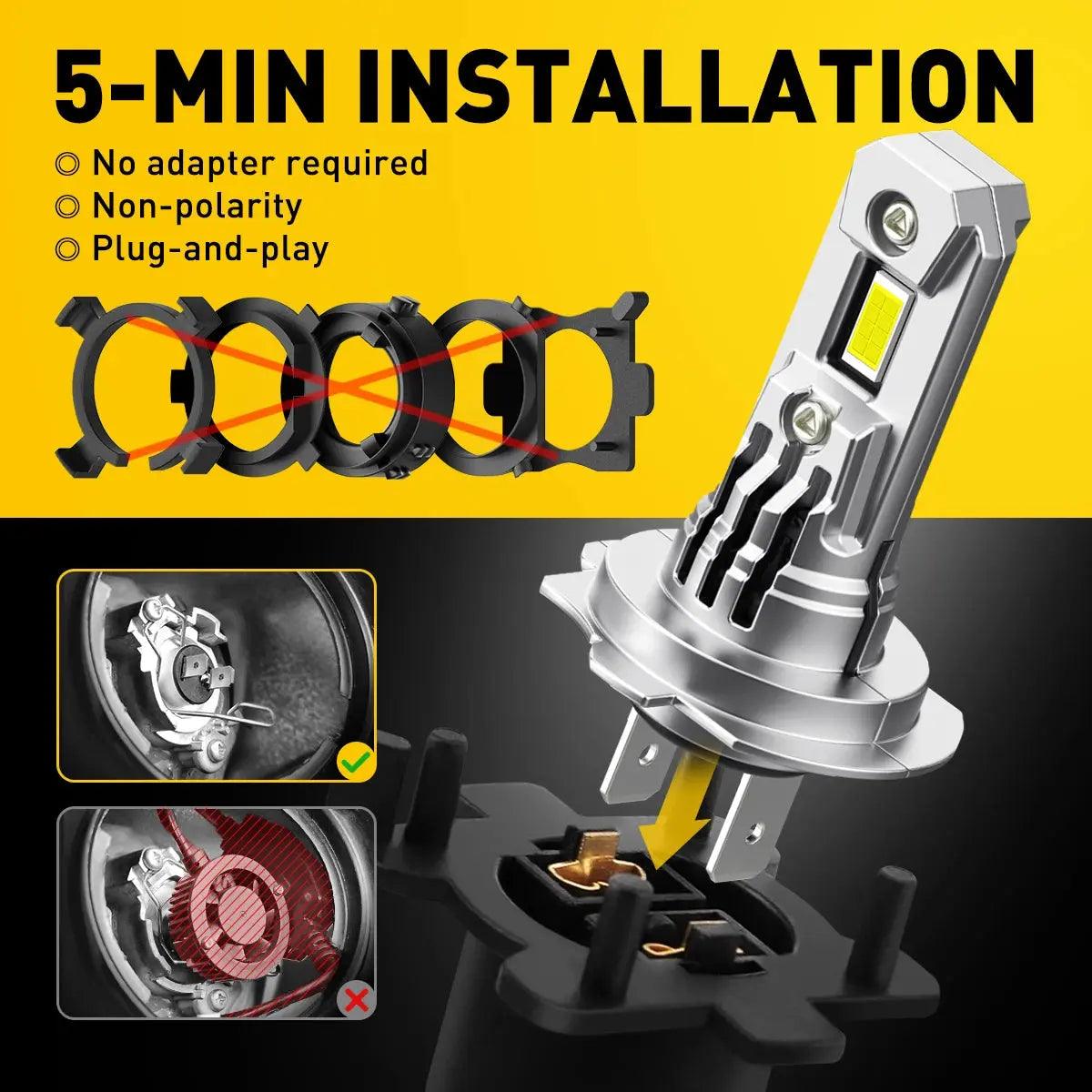 AUXITO 20000LM H7 LED Head Lamp H7 LED Headlight Bulb Canbus Error Free for VW mk4 Polo Passat b6 b7 Golf 5 6 7 Honda crv civic - Auto Part Pro Switzerland