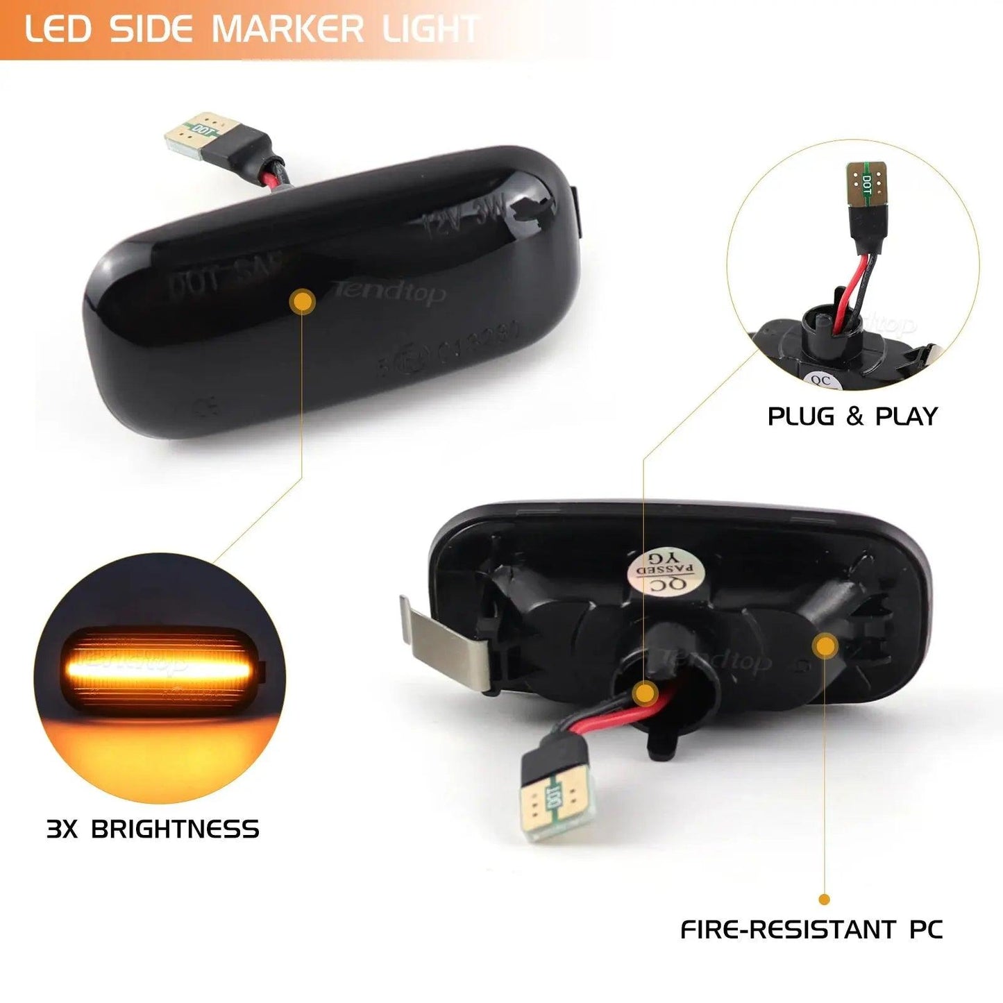 LED Turn Signal Repeater Sequential Light Flashing Side Marker Lamp For 2000-2011 Audi A3 S3 8P A4 S4 RS4 B6 B7 B8 A6 S6 RS6 C5 - Auto Part Pro Switzerland