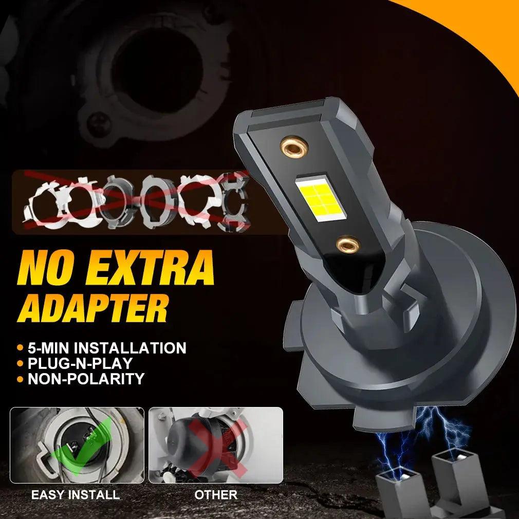 2Pcs 22000LM H7 LED Headlight Bulb 12pcs CSP 3570 Car Headlamp Auto Mini Canbus H7 Led Bulb Turbo Light 6500K 12V 110W - Auto Part Pro Switzerland