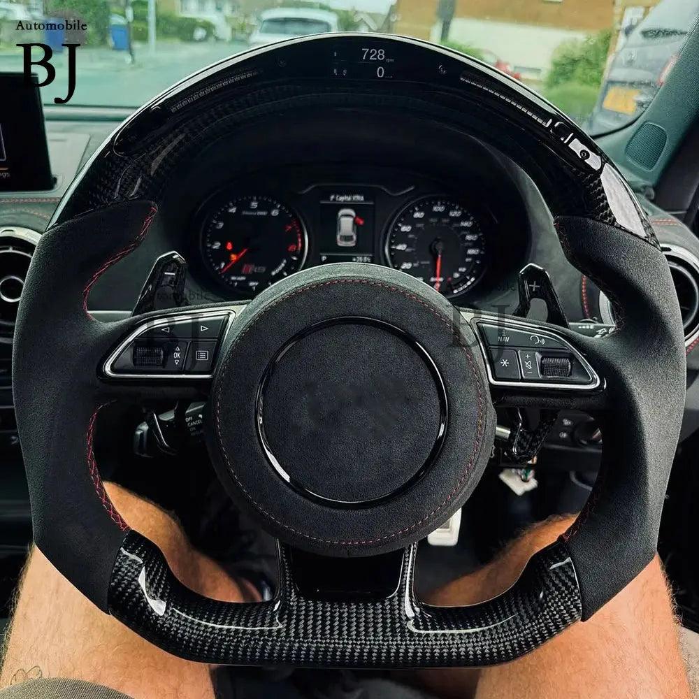 LED Steering Wheel Fit For Audi RS3 RS4 RS5 RS6 RS7 S3 S4 S5 A3 A4 A5 Carbon Fiber Racing Steering Wheel - Auto Part Pro Switzerland