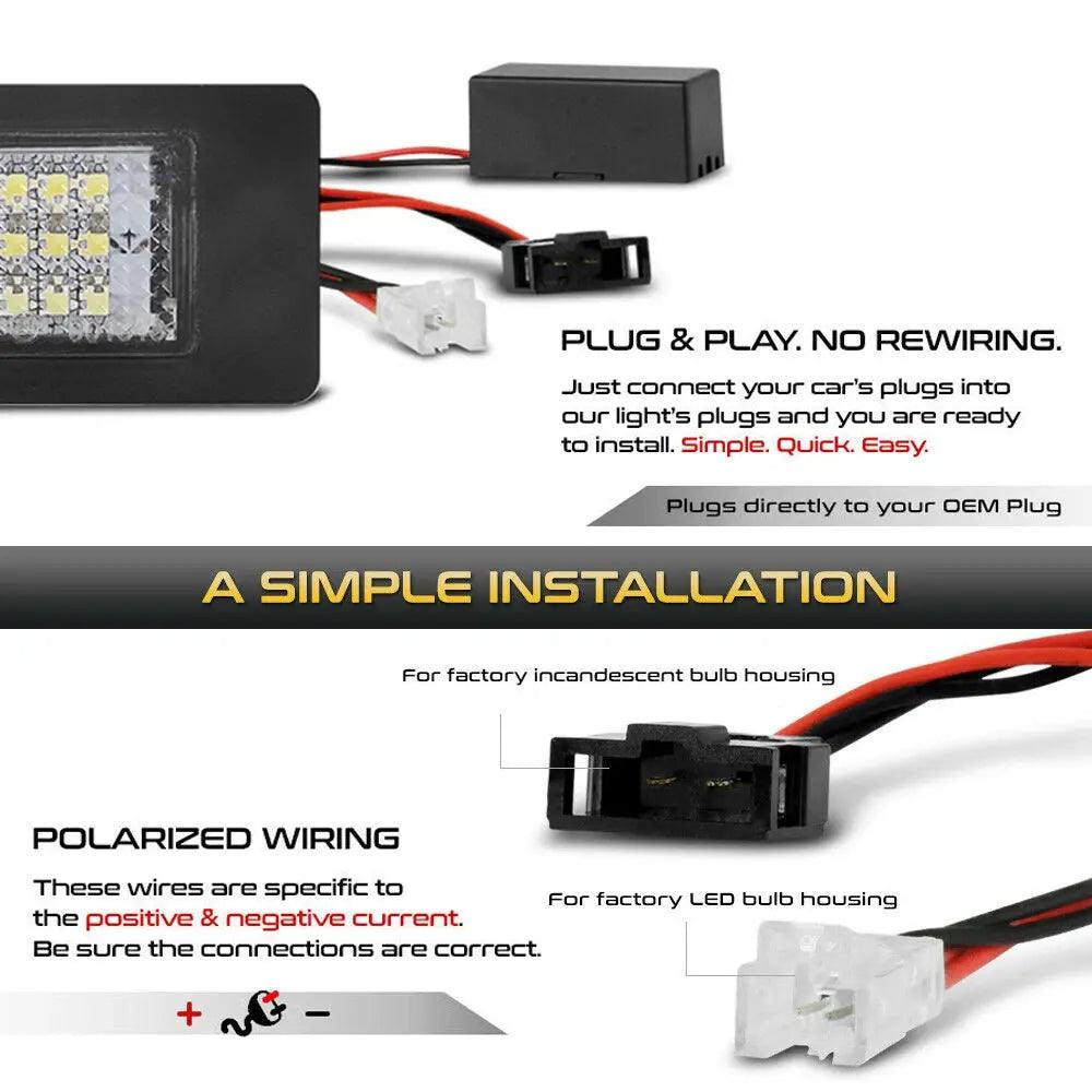 2Pcs 6000K Car LED Tail License Plate Light Number Lamps For Skoda Octavia Fabia Superb Kodiaq Karoq Rapid Yeti Scout - Auto Part Pro Switzerland