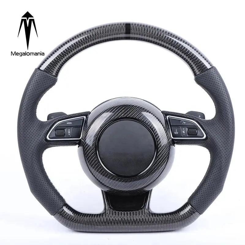 Modified fit for audis B8.5 S4 S5 RS5 RS6 Q5 Q7 carbon fiber perforated leather steering wheel - Auto Part Pro Switzerland