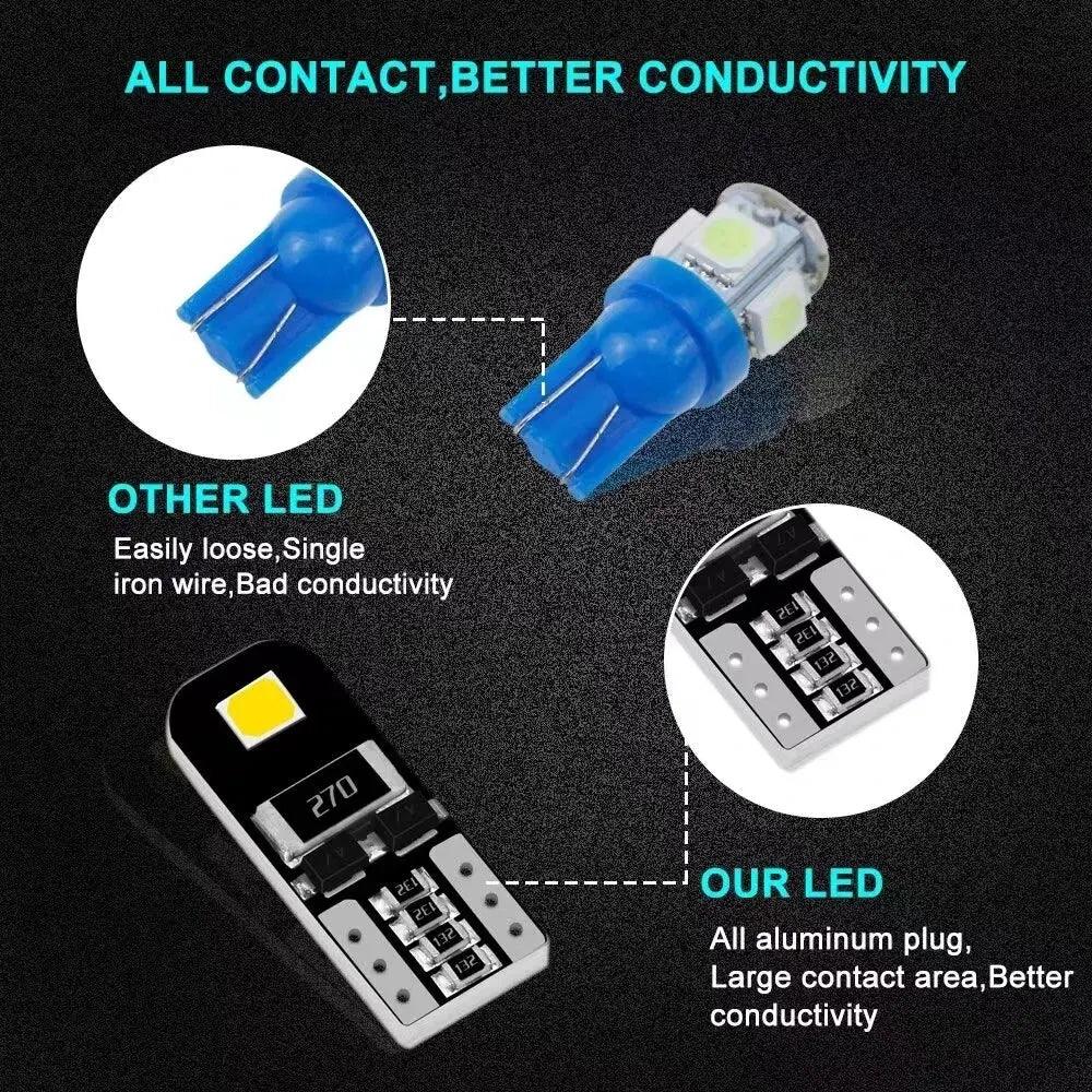 2/10Pcs W5W T10 LED Canbus No Error Bulb Car Interior Light 194 LED Signal Lamp For Mercedes-Bens Bmw Audi Ford 6000K 12V White - Auto Part Pro Switzerland