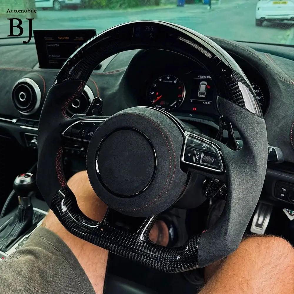 LED Steering Wheel Fit For Audi RS3 RS4 RS5 RS6 RS7 S3 S4 S5 A3 A4 A5 Carbon Fiber Racing Steering Wheel - Auto Part Pro Switzerland