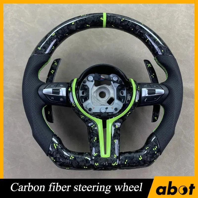 Customized for BMW F30 F32 F10 F20 F82 E46 E60 E90 M2 M3 M4 M5 M6 X3 X4 leather green petal forged carbon fiber steering wheel - Auto Part Pro Switzerland