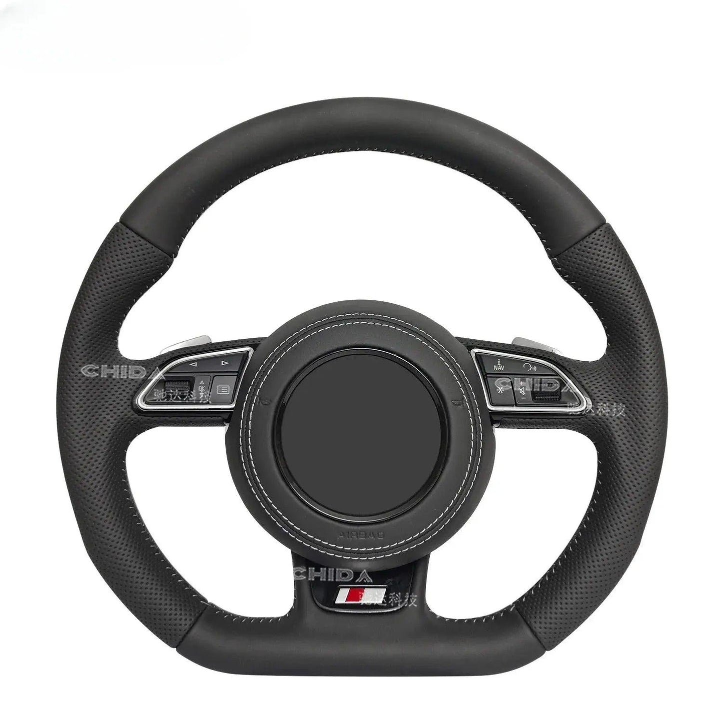 For Audis A3 A4 A5 A6 A8 Q5 RS3 RS7 Q7 C6 C8 A8 S6 S7 B8 B8.5 B9 S3 S4 S5 Hand Stitched Black Leather Steering Wheel - Auto Part Pro Switzerland