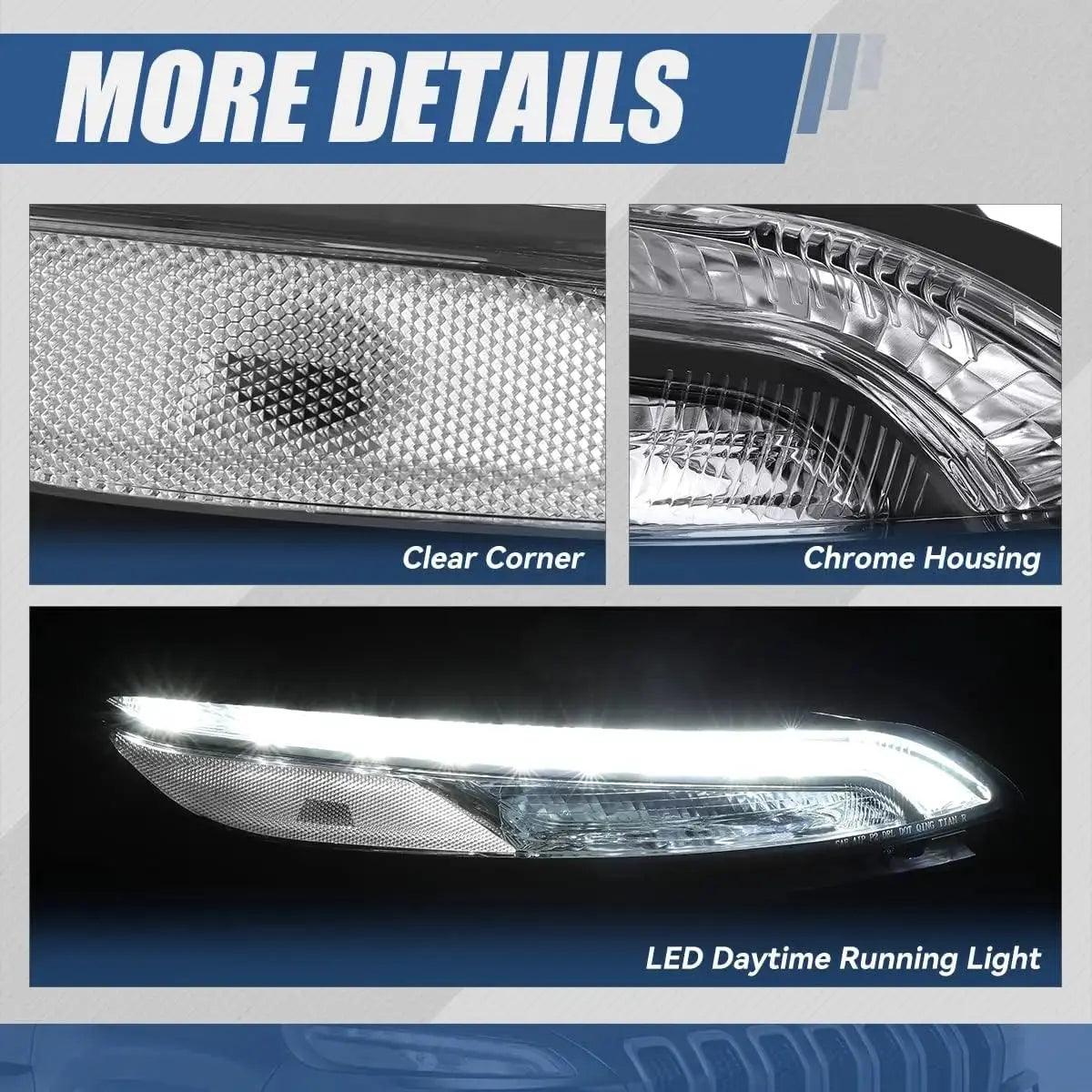 Auto Dynasty 4Pcs Factory Style Projector Headlights and LED DRL Signal Lamps Compatible with Cherokee 2014-2018, Driver an - Auto Part Pro Switzerland
