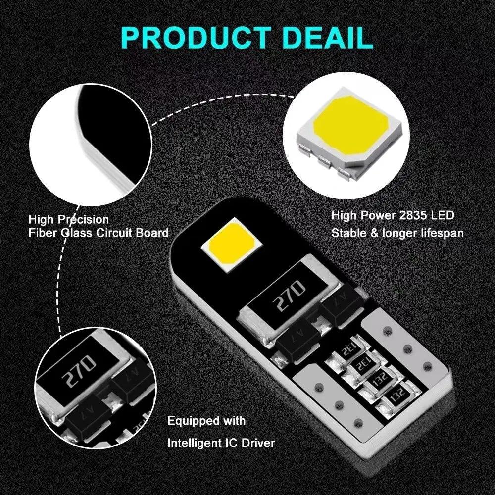 2/10Pcs W5W T10 LED Canbus No Error Bulb Car Interior Light 194 LED Signal Lamp For Mercedes-Bens Bmw Audi Ford 6000K 12V White - Auto Part Pro Switzerland