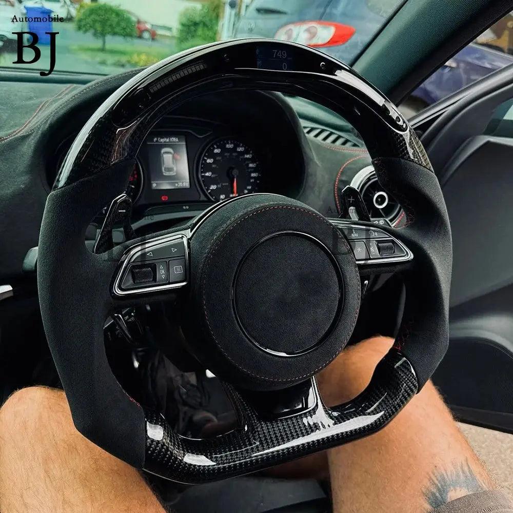 LED Steering Wheel Fit For Audi RS3 RS4 RS5 RS6 RS7 S3 S4 S5 A3 A4 A5 Carbon Fiber Racing Steering Wheel - Auto Part Pro Switzerland