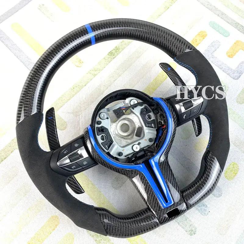HYCS LED Purple Petal Forged Carbon Fiber Steering Wheel For BMW F20 F22 F30 F35 F32 F01 F02 F10 F18 M2 M3 M4 M5 - Auto Part Pro Switzerland