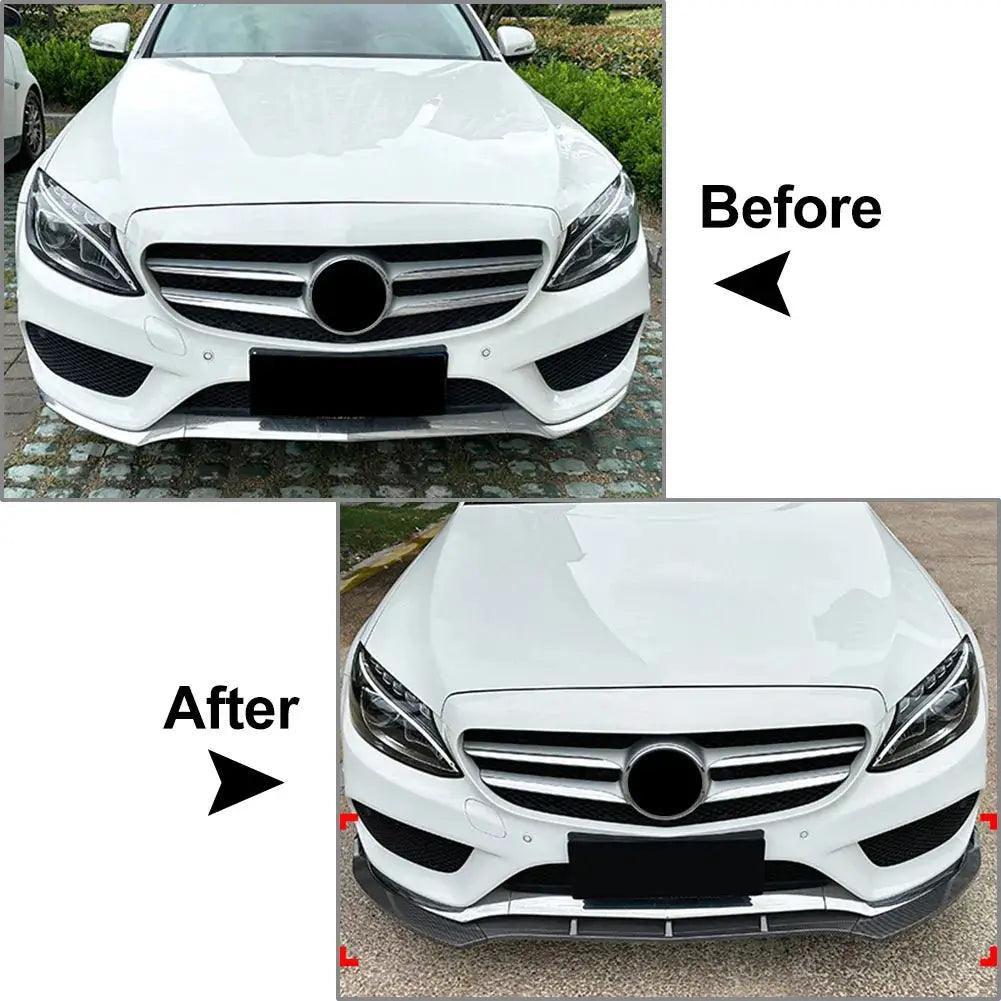 3Pcs Car Front Bumper Lip Splitter Spoiler Body Kit For Mercedes Benz C Class W205 C180 C200 C260 AMG 2015 2016 2017 2018 - Auto Part Pro Switzerland