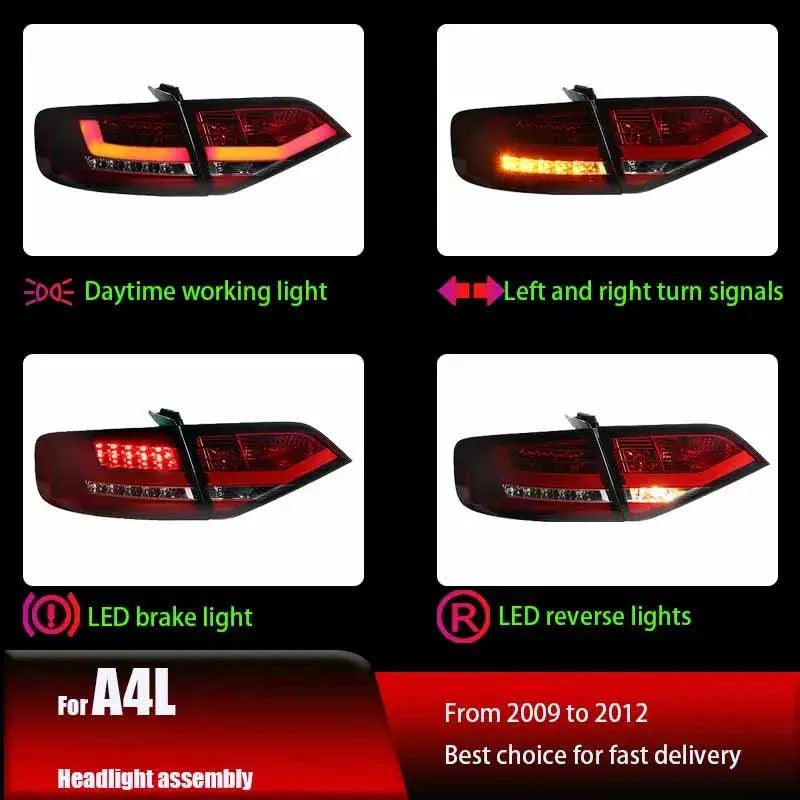 Applicable to 09-12 Audi A4L taillight assembly modified LED light guide running light brake light fog light black - Auto Part Pro Switzerland
