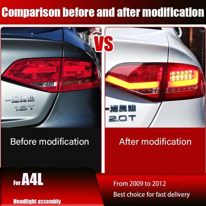 Applicable to 09-12 Audi A4L taillight assembly modified LED light guide running light brake light fog light black - Auto Part Pro Switzerland
