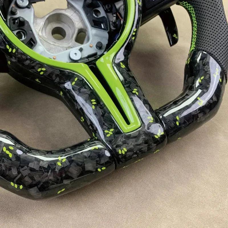 Customized for BMW F30 F32 F10 F20 F82 E46 E60 E90 M2 M3 M4 M5 M6 X3 X4 leather green petal forged carbon fiber steering wheel - Auto Part Pro Switzerland