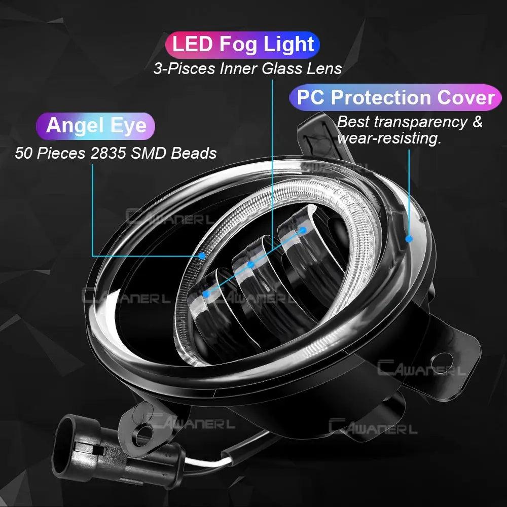 2 X Car Angel Eye LED Fog Light Daytime Running Lamp DRL For BMW F30 F34 F31 316i 320i 316d 325d 330d 318d 320d 335d 328i 335i - Auto Part Pro Switzerland