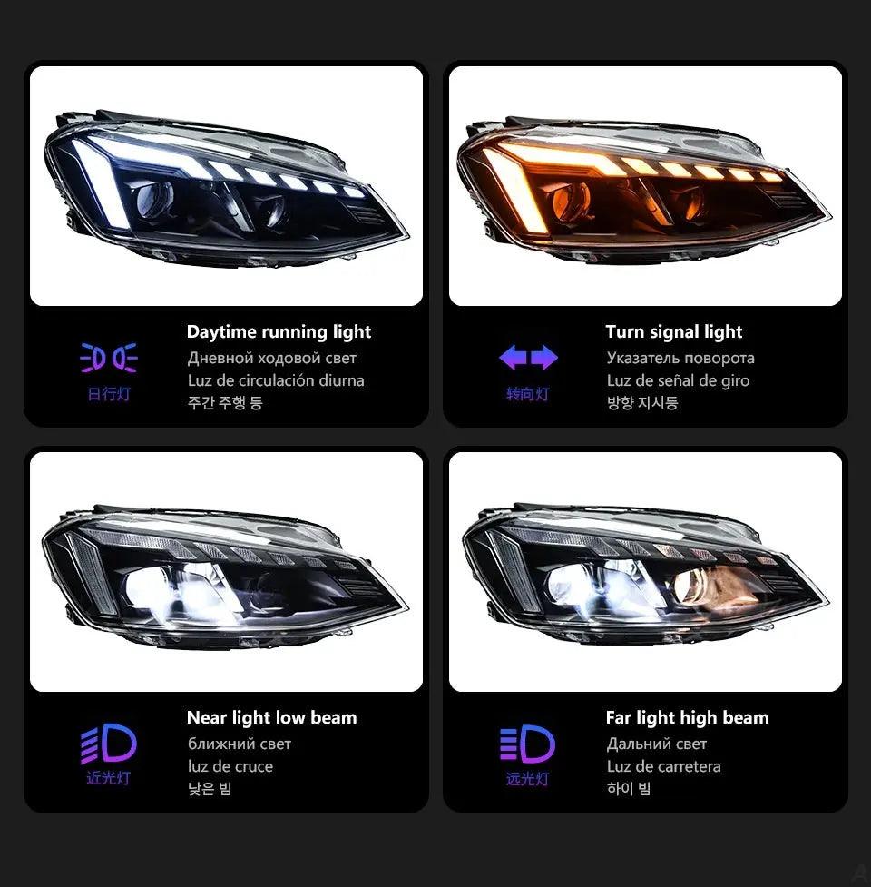 Car Lights for VW Golf 7 LED Headlight Projector Audi-Design Animation DRL Head Lamp Dynamic Signal Automotive Accessories - Auto Part Pro Switzerland