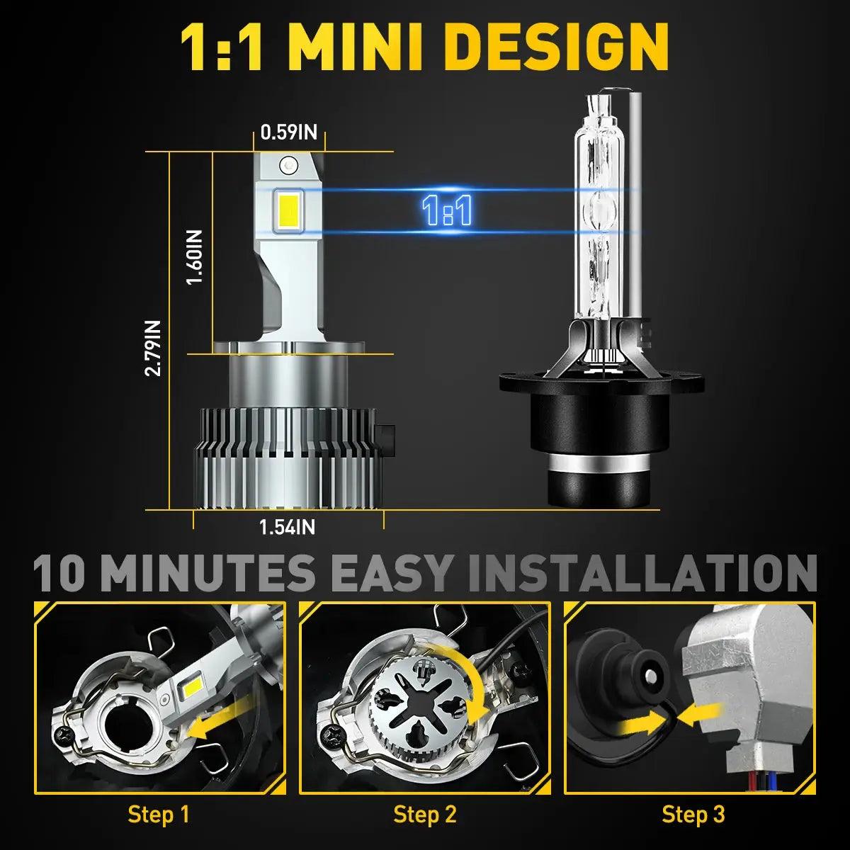 2X D2S D4S HID LED Headlight Canbus Error Free 35W 6000K LED Bulb 12V for Toyota Prius Lexus Mazda BMW VW Car Headlights - Auto Part Pro Switzerland