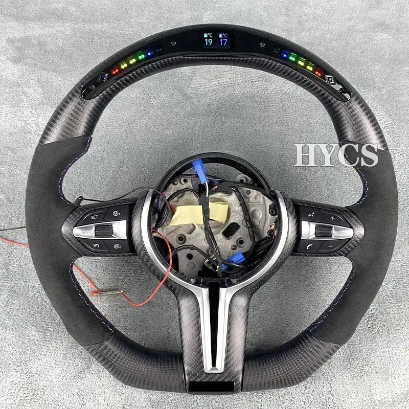 HYCS LED Purple Petal Forged Carbon Fiber Steering Wheel For BMW F20 F22 F30 F35 F32 F01 F02 F10 F18 M2 M3 M4 M5 - Auto Part Pro Switzerland