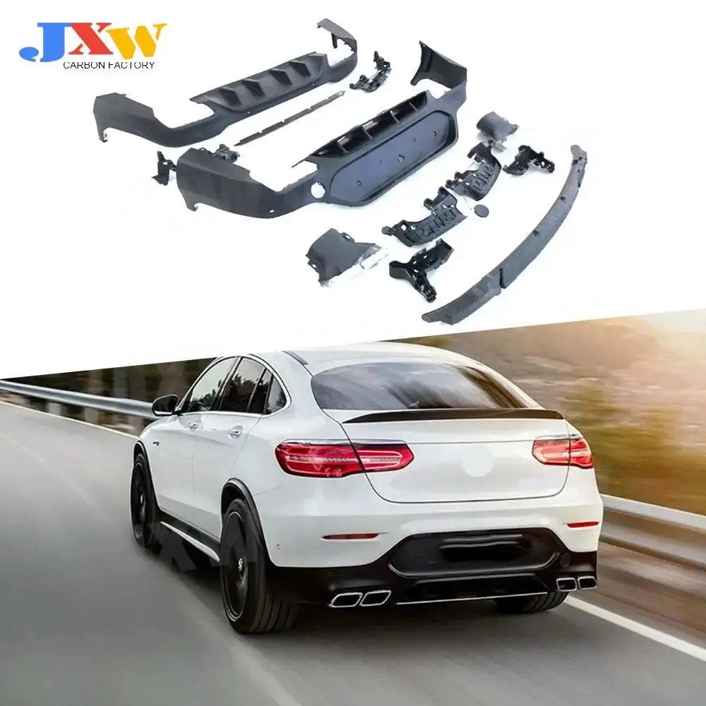 PP Rear Diffuser With Exhaust Tips For Benz GLC C253 GLC300 GLC43 Coupe GLC63S 2017-2019 Car Styling Rear Lip Bumper Body Kits - Auto Part Pro Switzerland