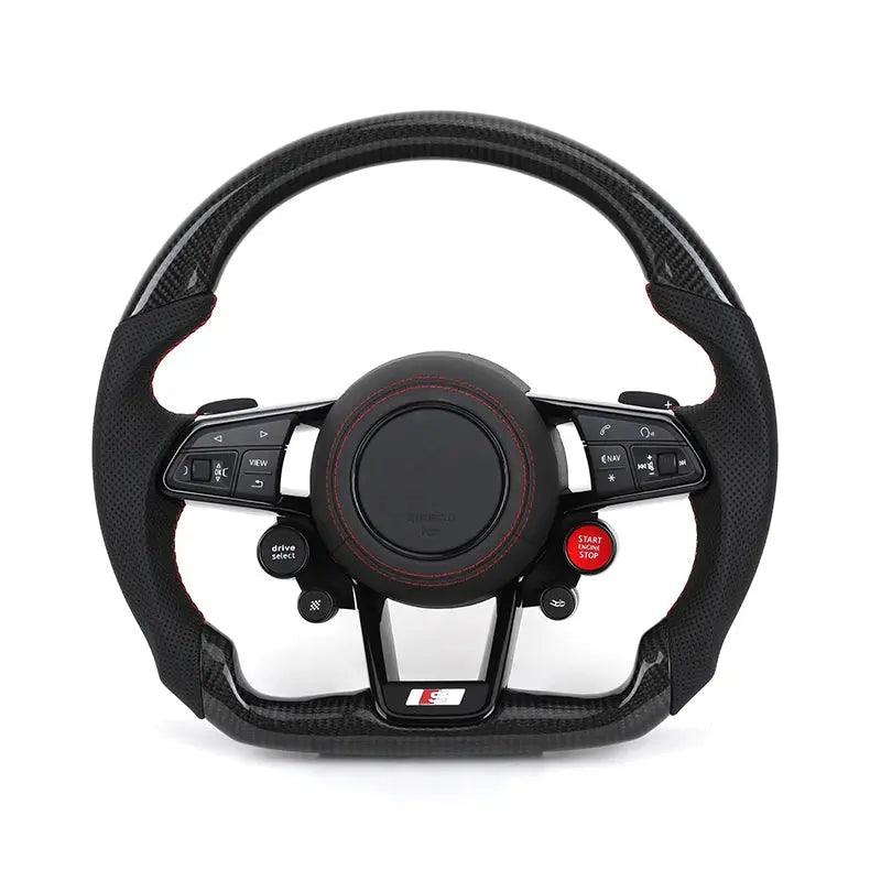 Car Start Button S-Line Half Alcantara Carbon Fiber Paddle LED Steering Wheel for TT R8 A4 A5 B8 B9 S4 RS6 A6 C7 RS Q5 Q6 - Auto Part Pro Switzerland
