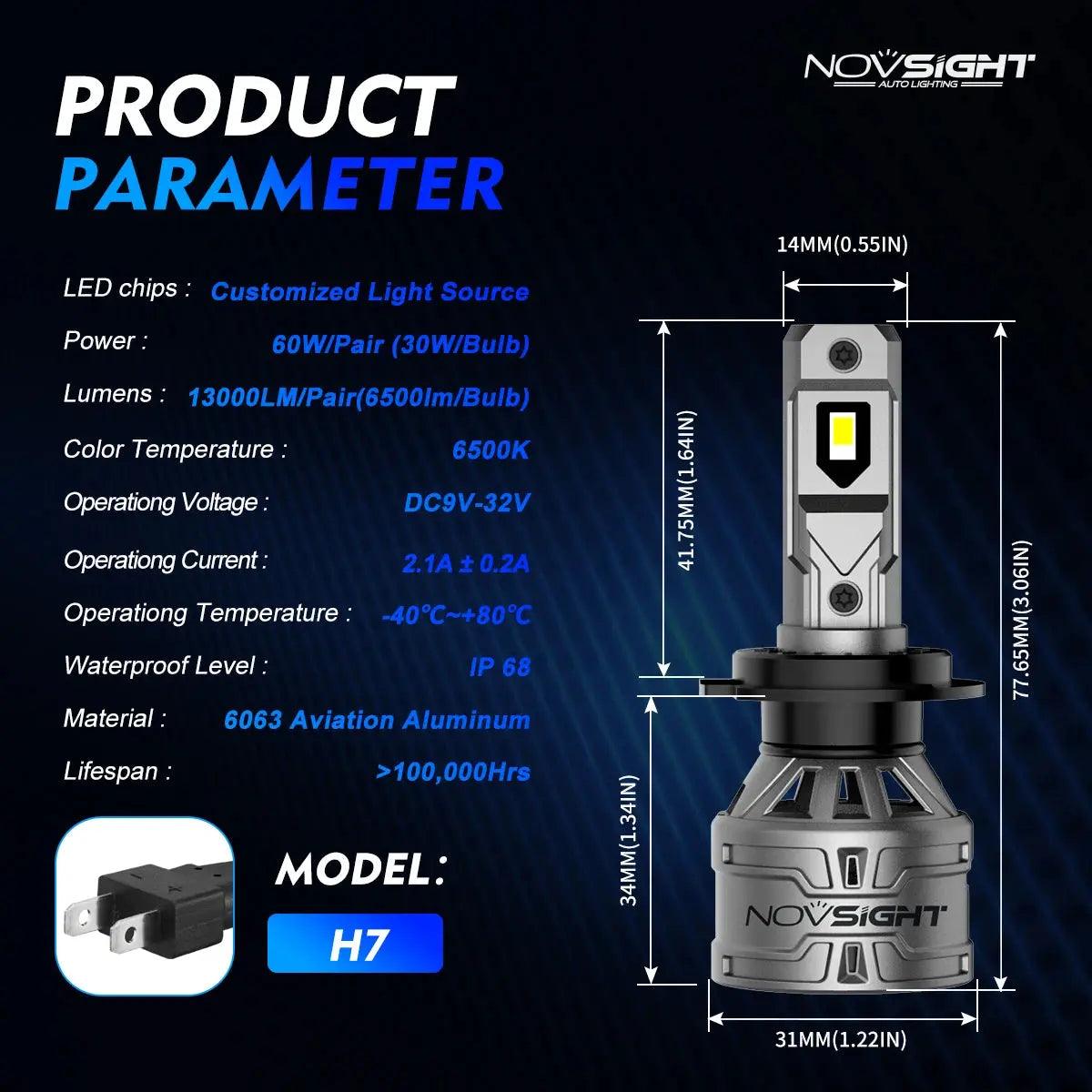 H7 Led Car Lamps H4 H11 H8 H9 9005 HB3 9006 HB4 H1 H3 Car Headlight Bulbs 60W 13000LM 6500K Plug and Play LED Headlight - Auto Part Pro Switzerland