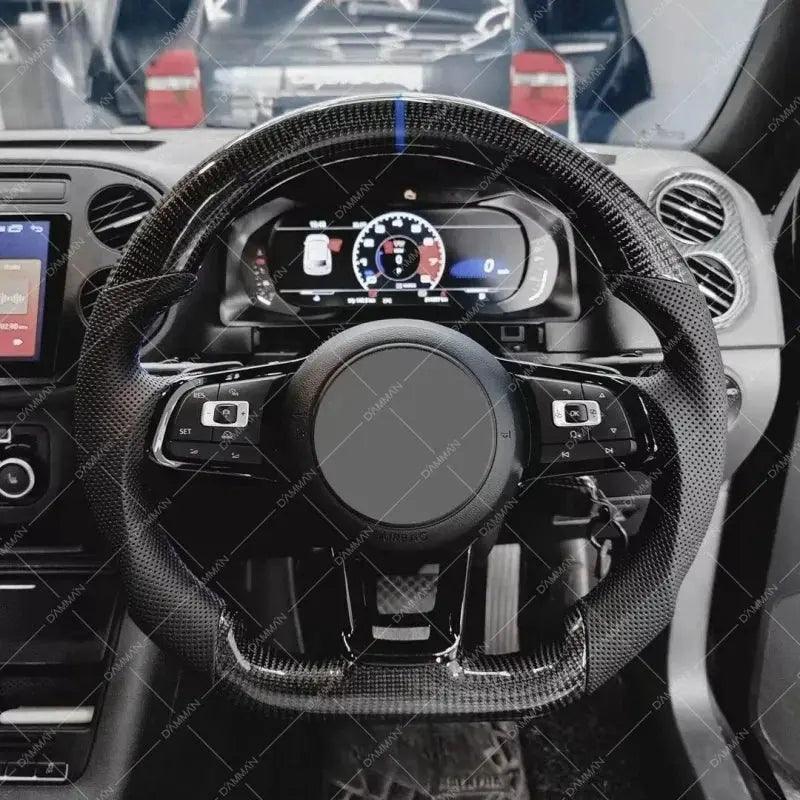 Real Carbon Fiber Steering Wheel For Volkswagen VW Golf MK7/7.5 6C GTI GTD R Polo 2013-2020 Perforated leather Car Modification - Auto Part Pro Switzerland