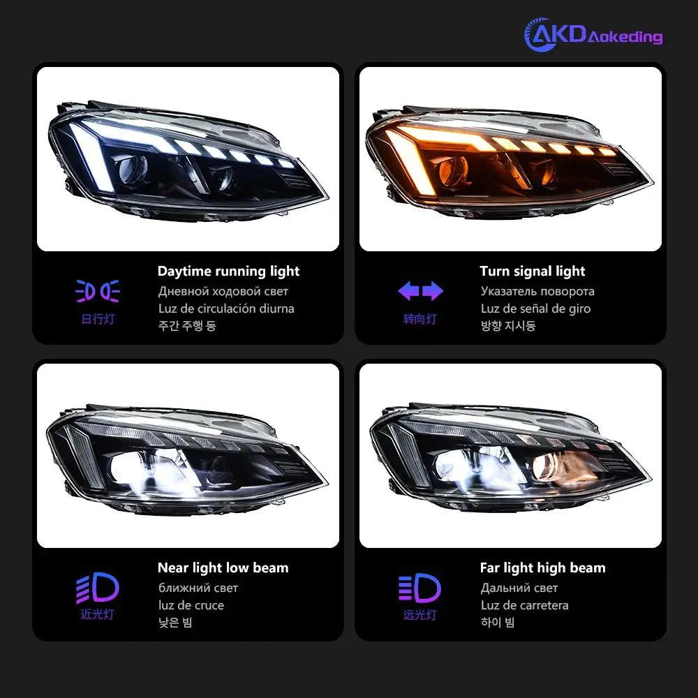 Car Lights for VW Golf 7 LED Headlight Projector Audi-Design Animation DRL Head Lamp Dynamic Signal Automotive Accessories - Auto Part Pro Switzerland