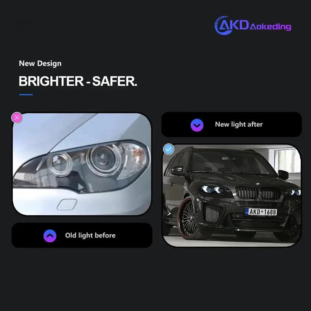 AKD Car For BMW E70 2007-2013 Headlights DRL Hella 12V H7 LED Bi Xenon Bulbs Fog Light Tools 2 PCS Angel Eye X5 Cars Accessories - Auto Part Pro Switzerland